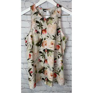 OISELLE Womens' Passport Racerback Tan Floral Tank Top Size 4